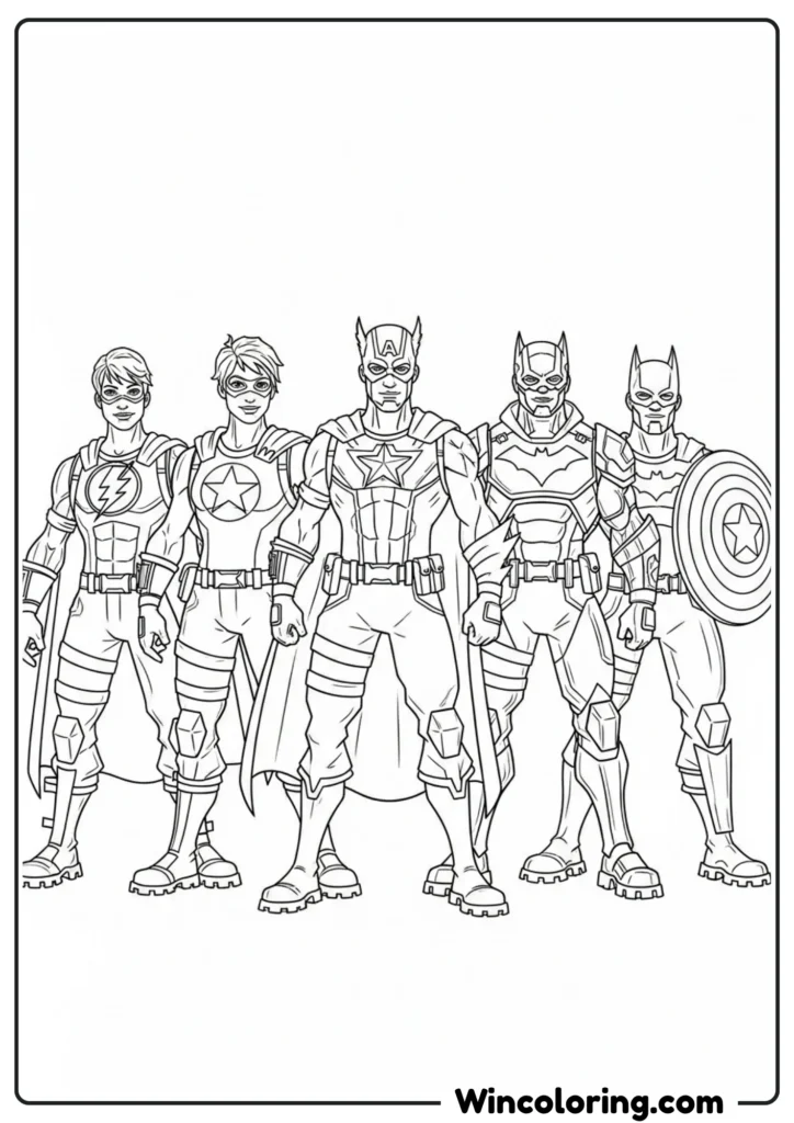 superhero-themed Fortnite Coloring Page
