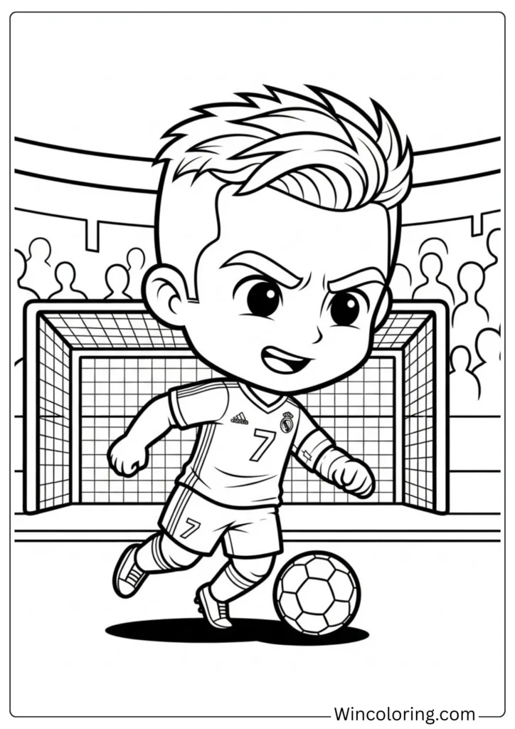 Chibi Cristiano Ronaldo Coloring Page