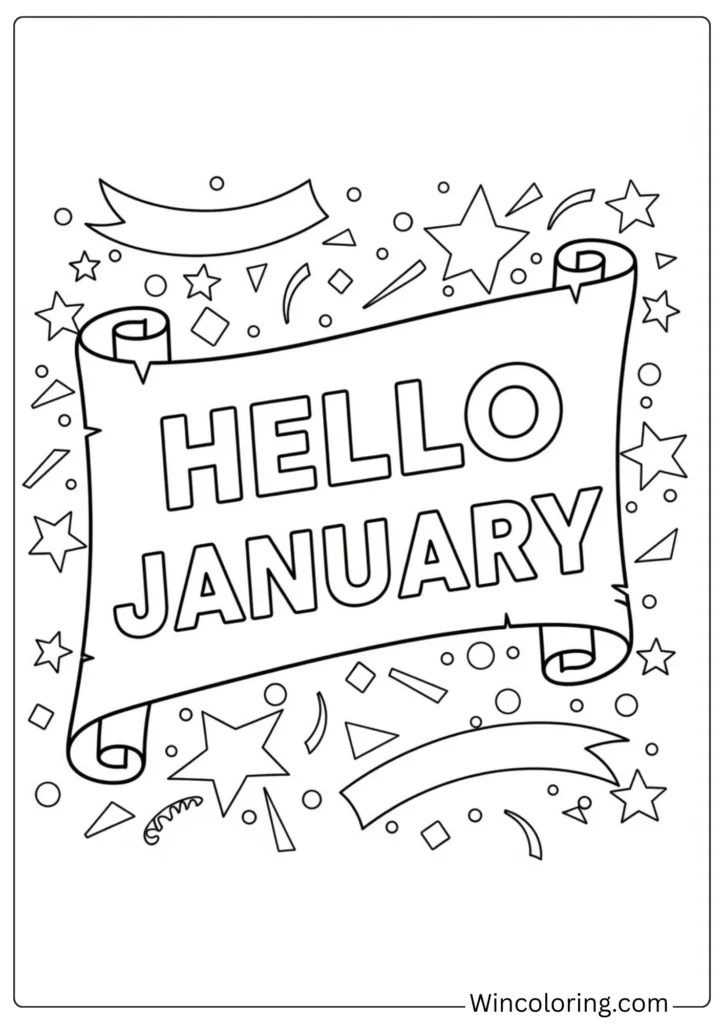 Hello January Coloring Page