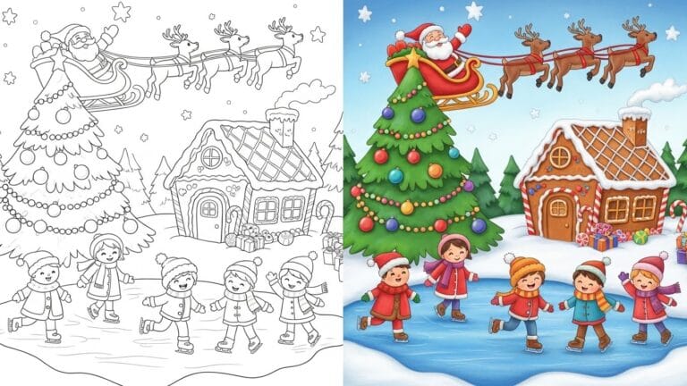 Cartoon Christmas coloring pages