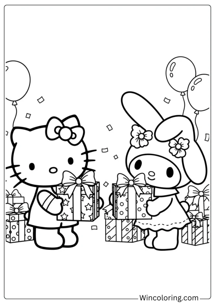 My Melody and Hello Kitty with Gifts