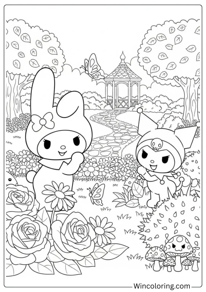 My Melody with Kuromi in Garden