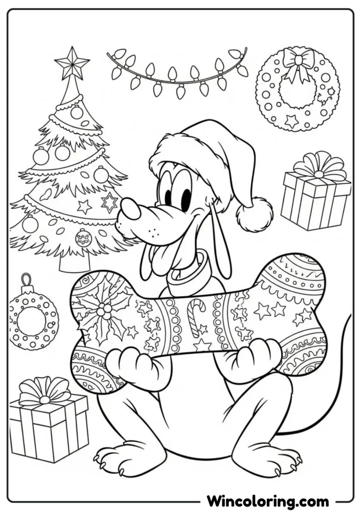 Pluto with Christmas Bone