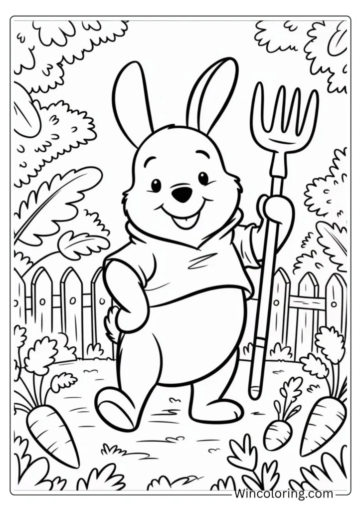 Rabbit Winnie the Pooh coloring page garden
