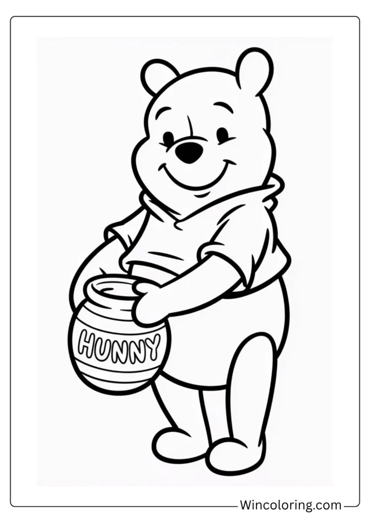 Winnie the Pooh coloring page printable classic portrait