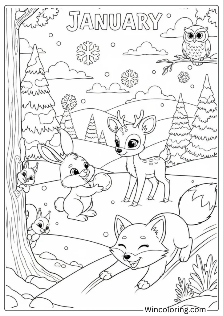 Winter Animals Playing