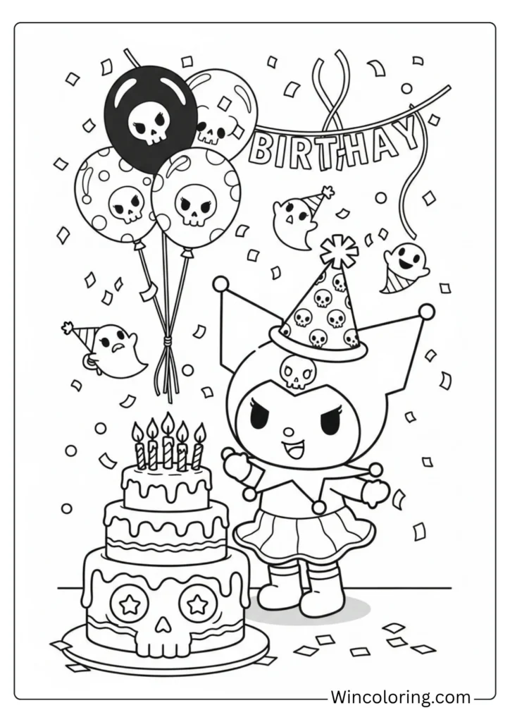 Kuromi's birthday party with skull cake