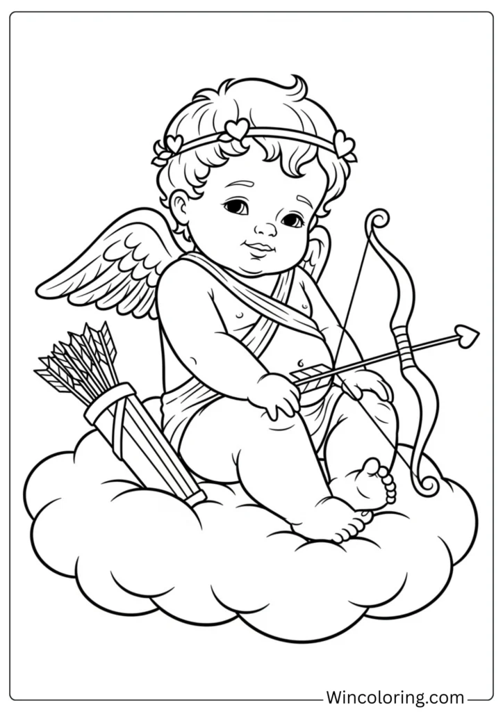 Baby Cupid Sitting on Cloud