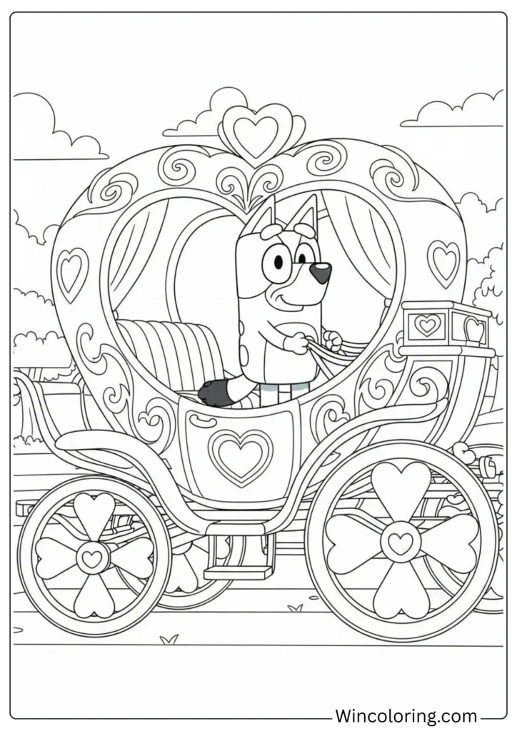 Bluey in Heart-Shaped Carriage