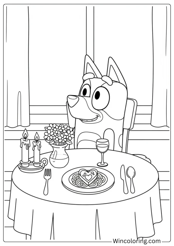 Bluey with Romantic Dinner Setup