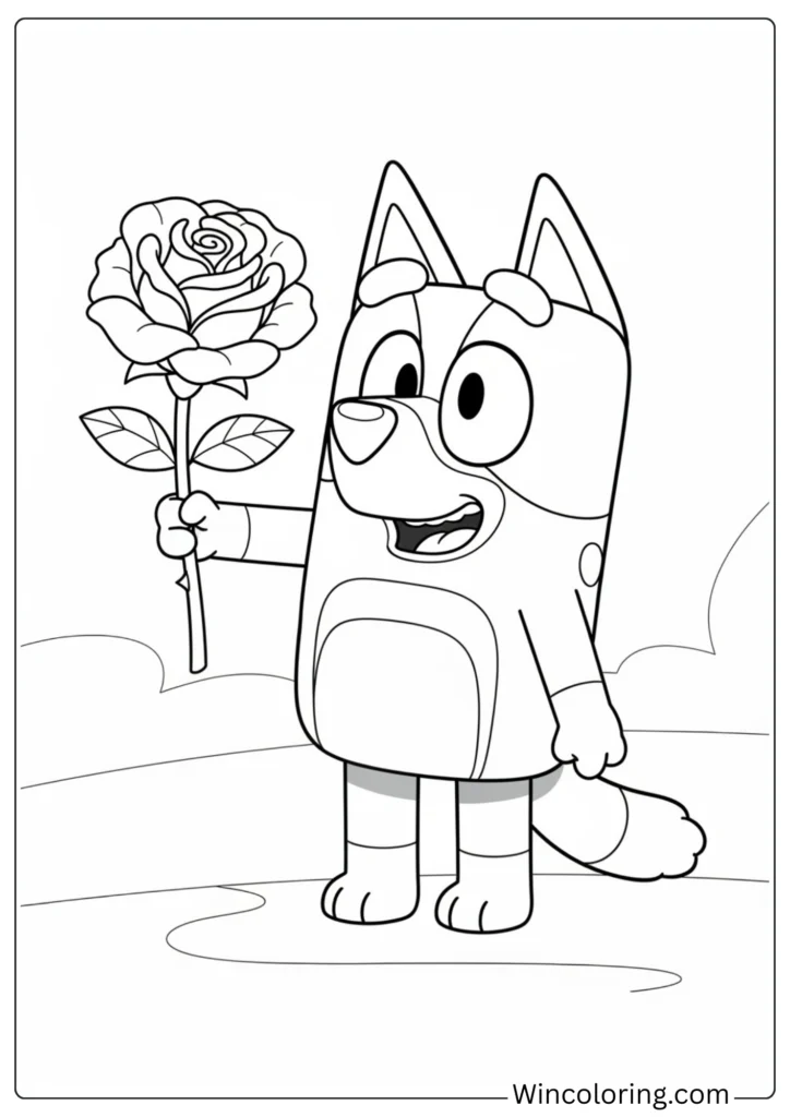 Bluey with Rose Flower