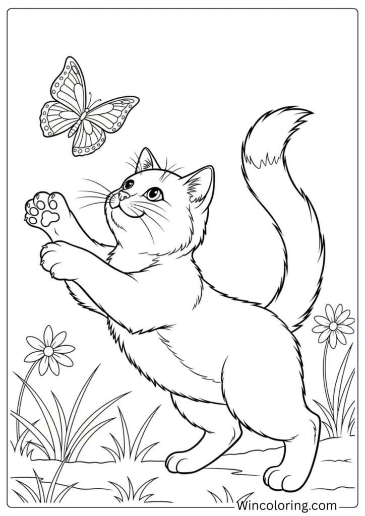 Cat Chasing a Butterfly