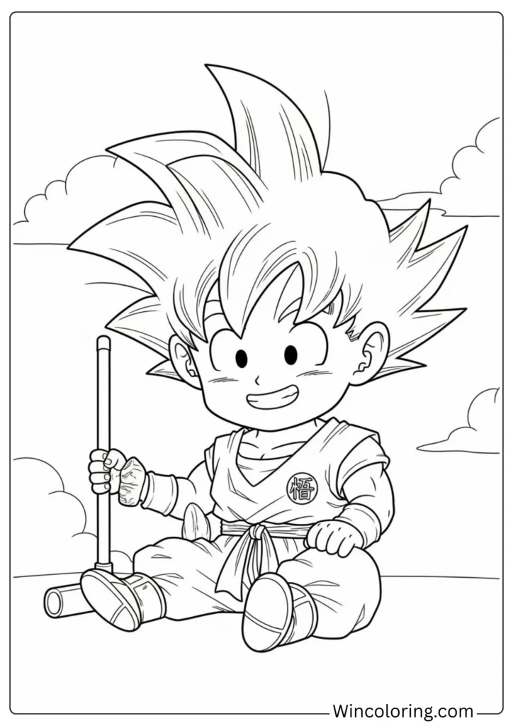 Chibi Goku Sitting and Smiling