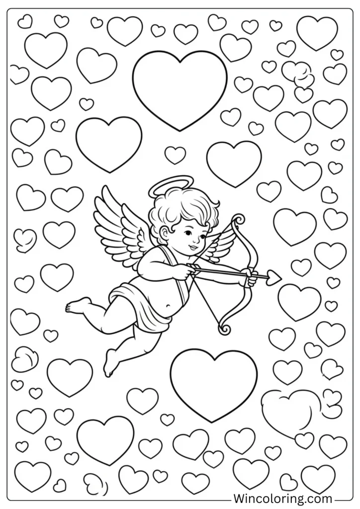 Cupid Surrounded by Hearts