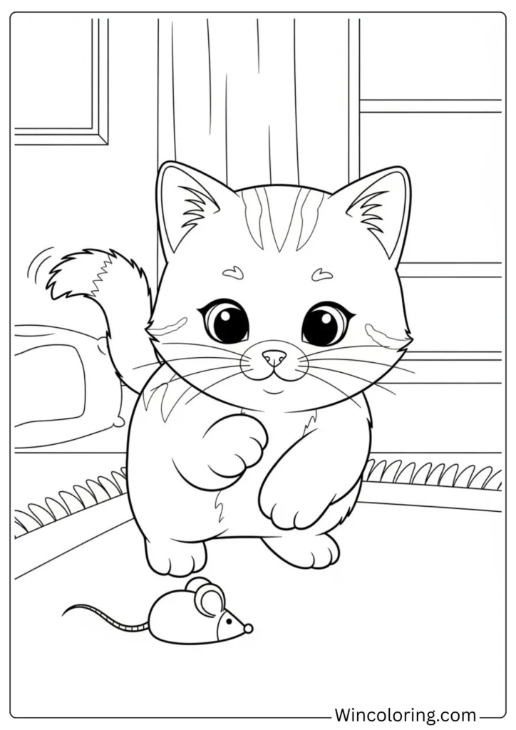 Cute Cat Playing with Toy Mouse