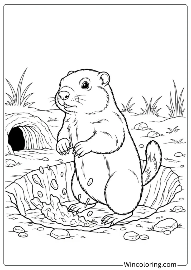 Groundhog Digging Hole