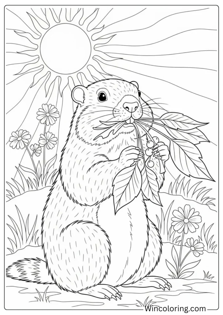 Groundhog Eating Plants