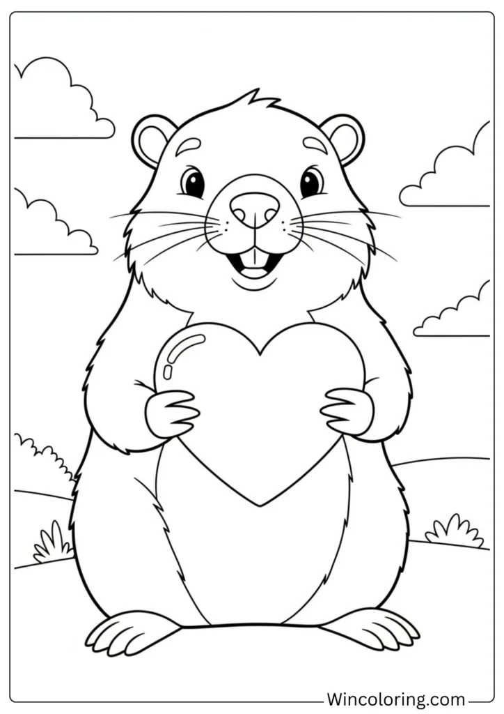 Groundhog Holding Heart