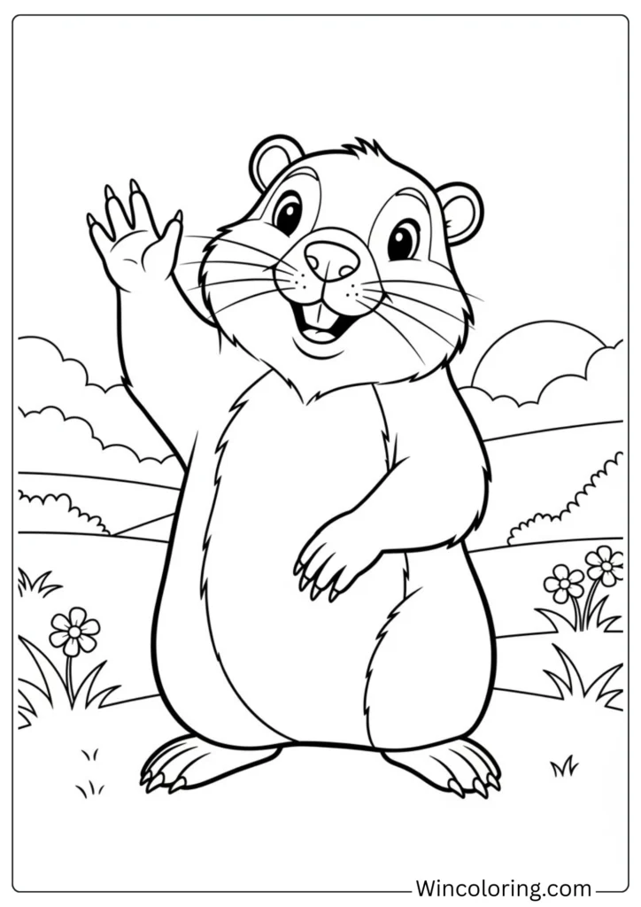 Groundhog Waving Hello