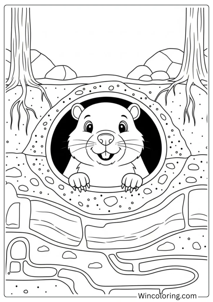 Groundhog in Burrow