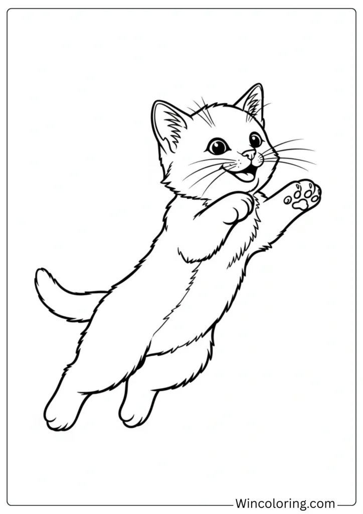 Kitten Jumping Coloring Page