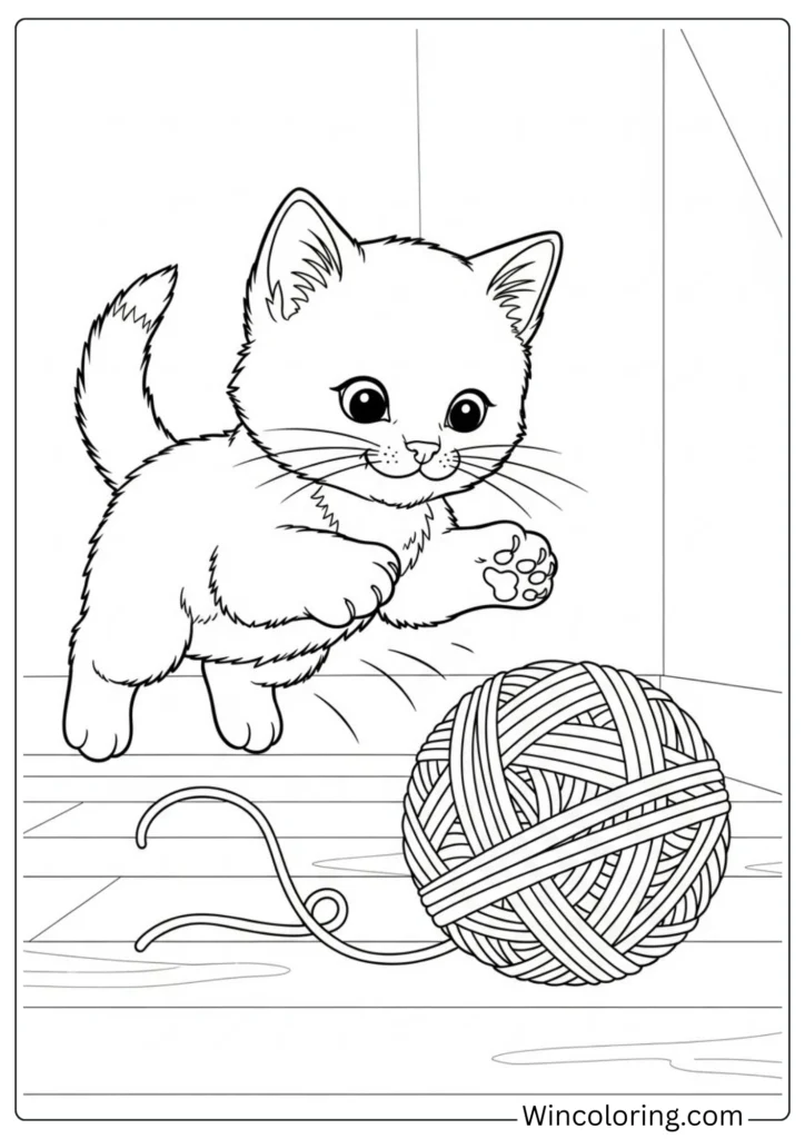 Kitten Playing with Ball