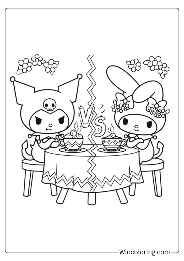 Kuromi and My Melody rivals tea party