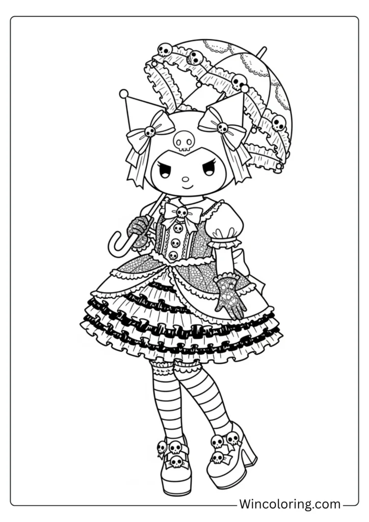Kuromi in a gothic lolita dress