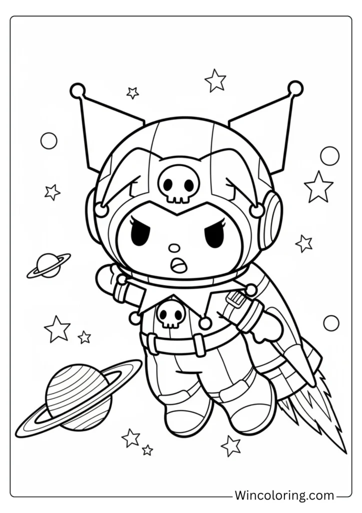 Kuromi in a space explorer suit