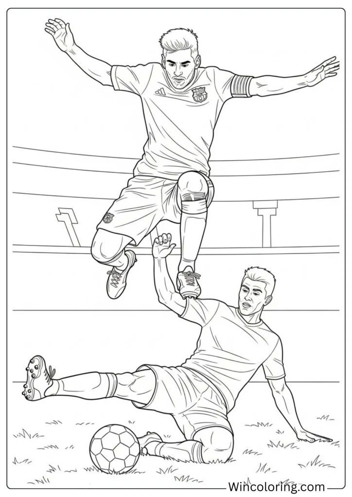 Messi Jumping Over Defender