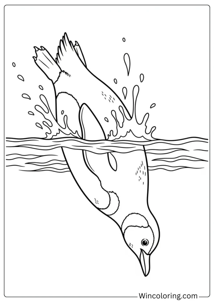 Penguin Diving Into Water
