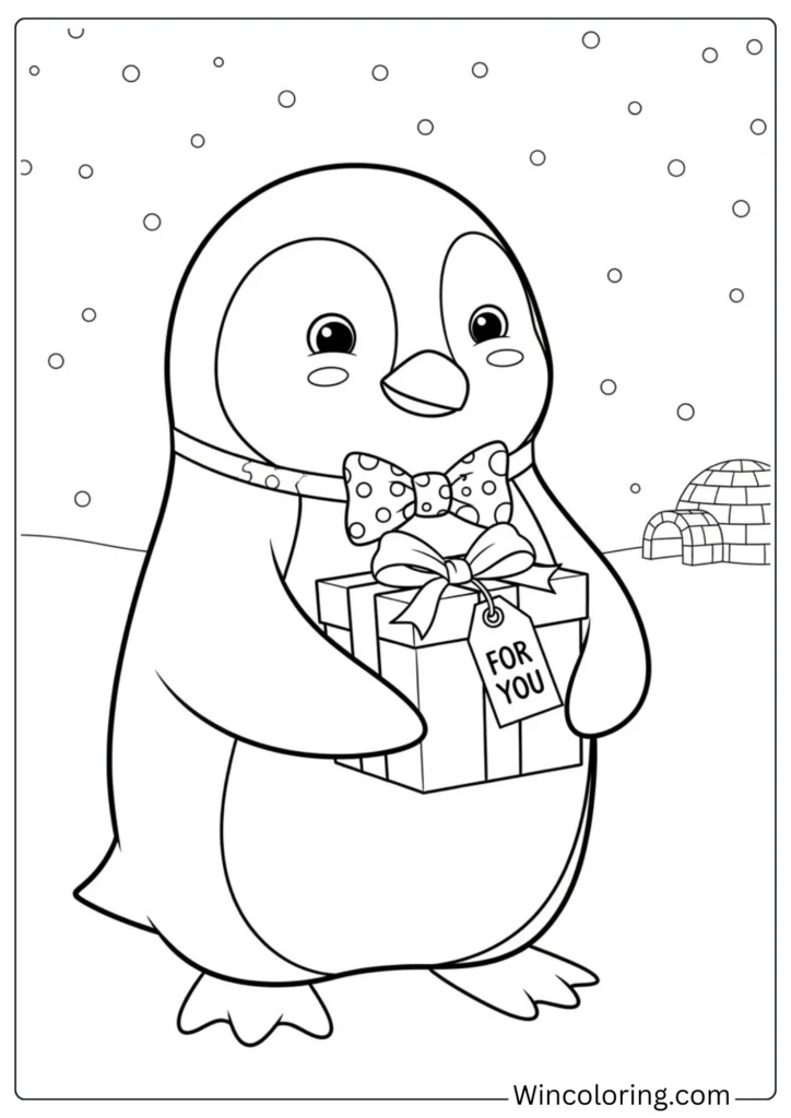 Penguin with Gift Box