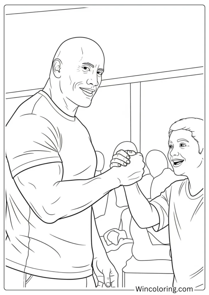 The Rock Shaking Hands with Fan