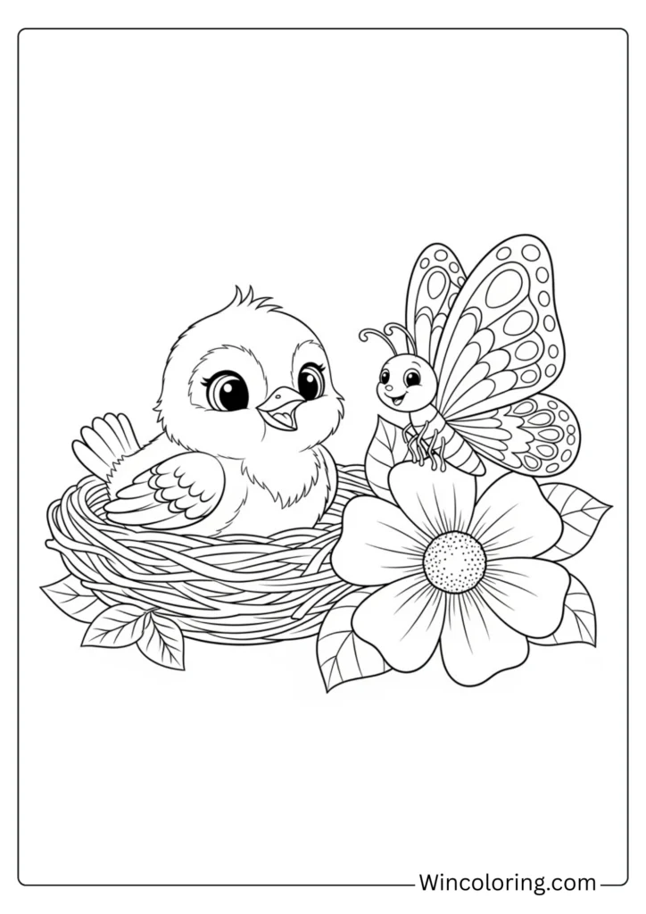 Adorable Baby Bird in Nest