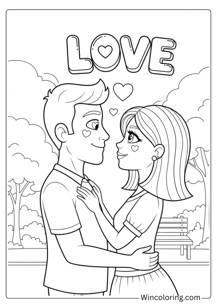 Cartoon Couple Saying Love