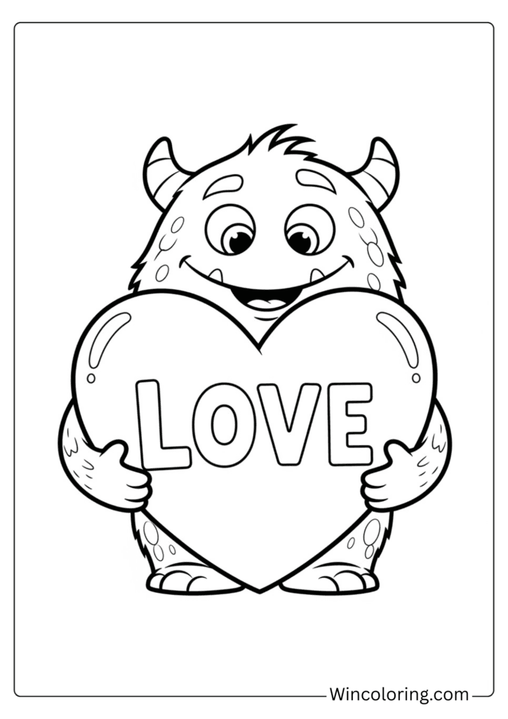 Cartoon Monster Hugging with Love