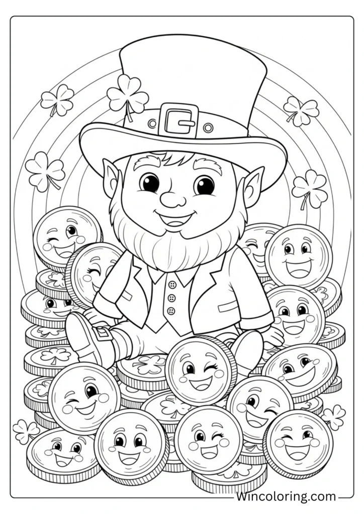 Cute Leprechaun Gold Coins