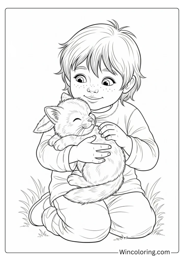 Happy Child with Baby Animal