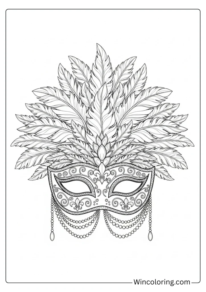 Mardi Gras Mask with Feathers