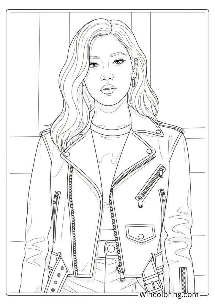 Rosé Wearing Edgy Leather Jacket