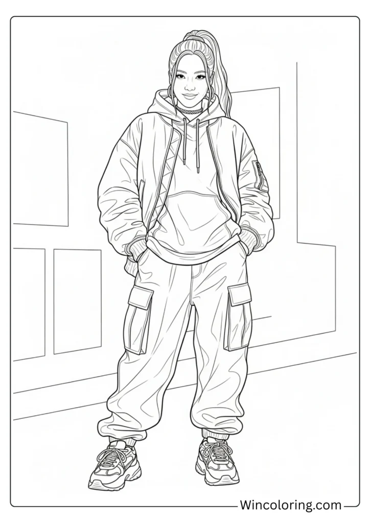 Rosé in Casual Streetwear Outfit