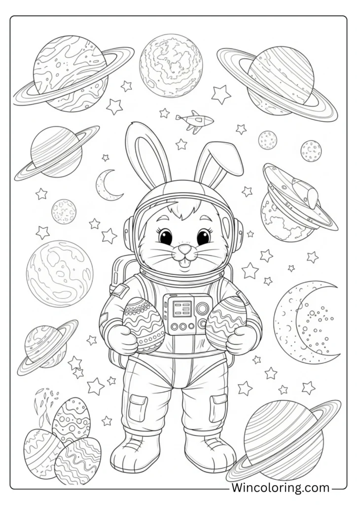 Bunny Astronaut Coloring Sheet