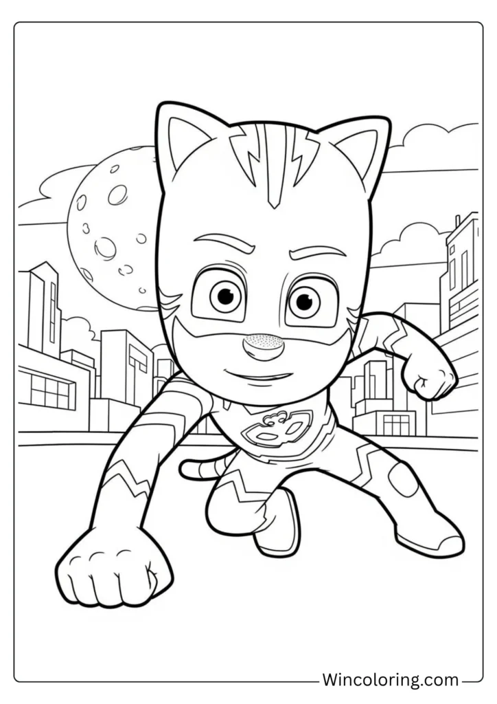 Catboy in a hero landing pose