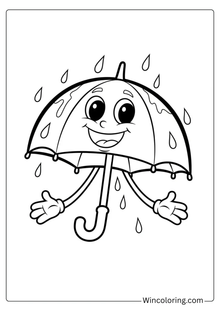 Happy April Umbrella Character