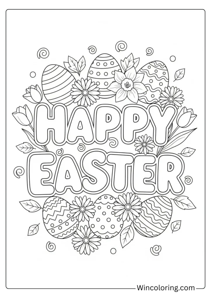 Happy Easter Coloring Page