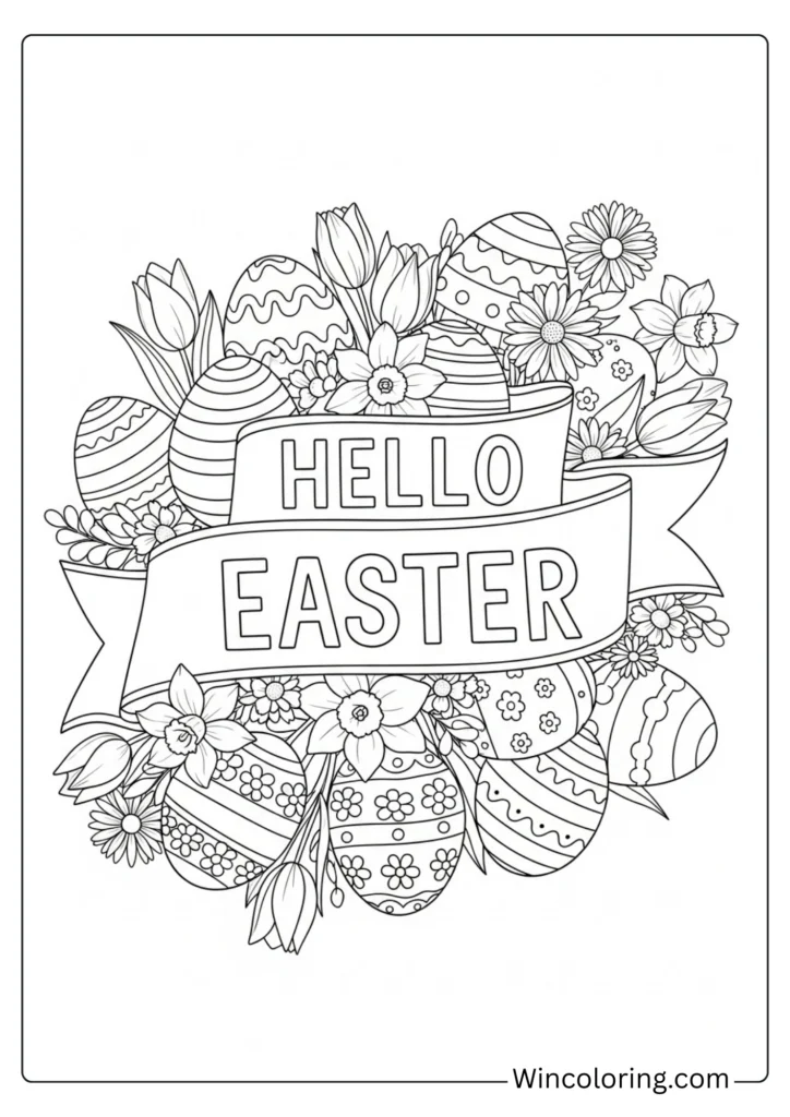 Hello Easter Coloring page