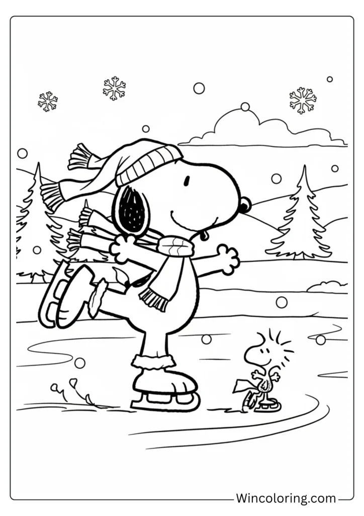 Snoopy ice skating