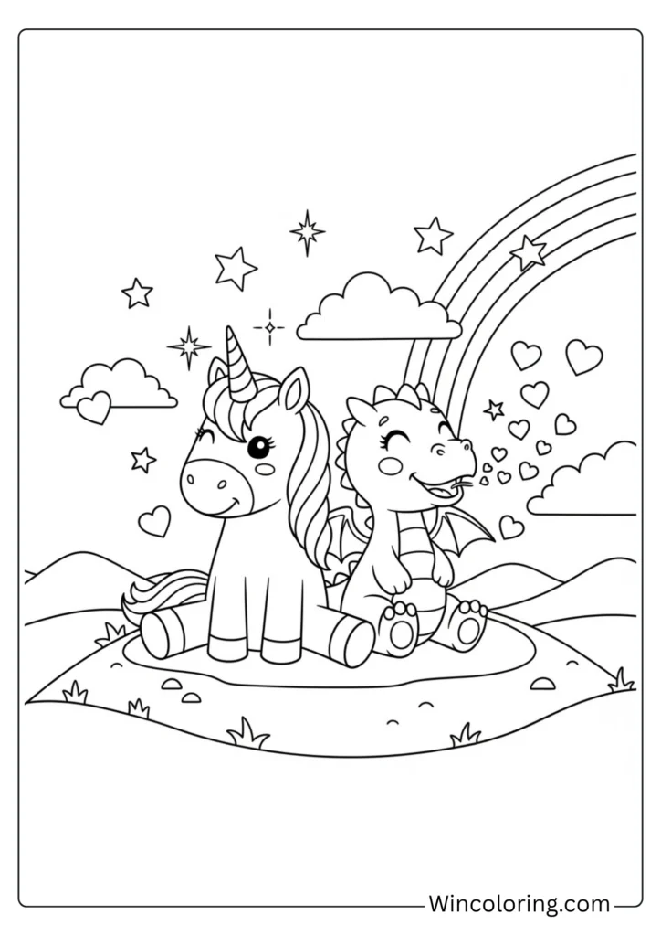 Unicorn and dragon being best friends