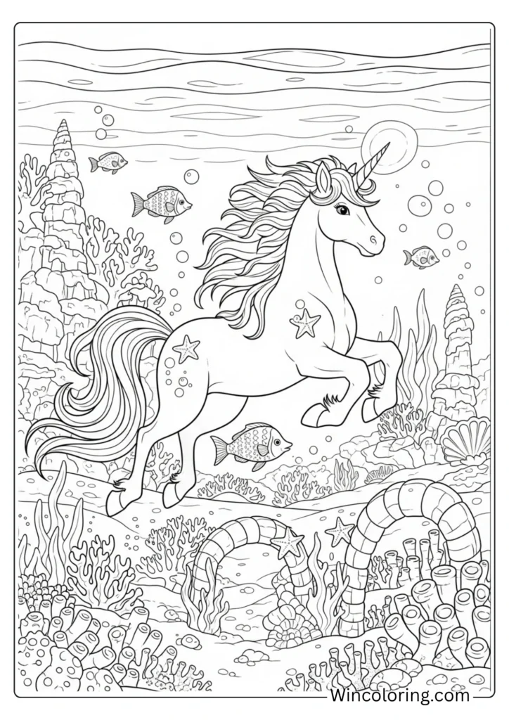 Unicorn in an underwater kingdom