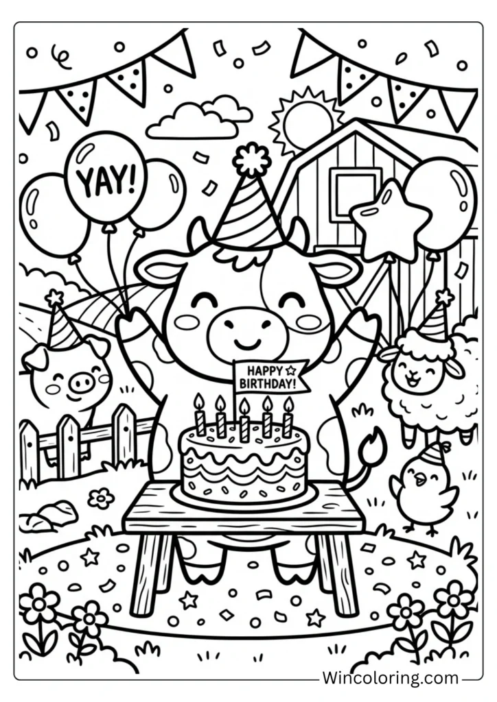 Baby cow at a birthday party